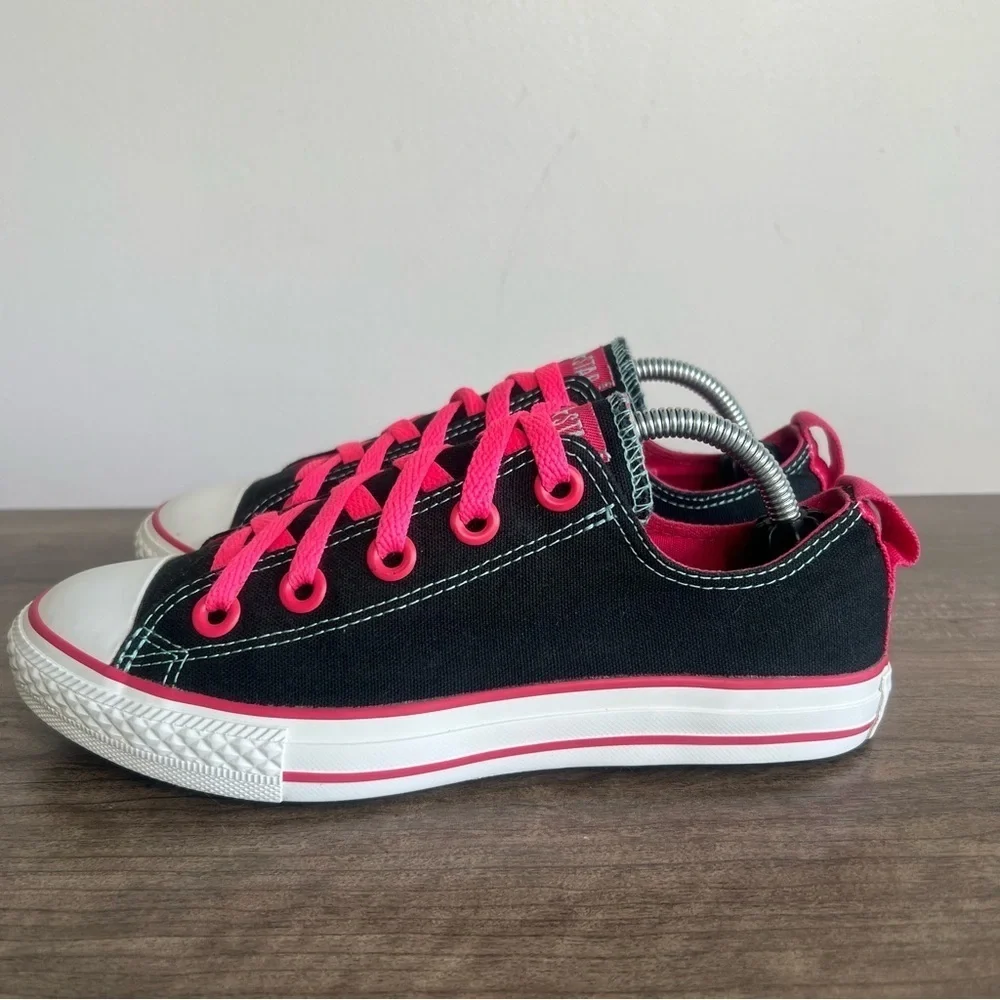 Converse Junior All Star Ox Black Hot Pink Shoe Size 4 #428